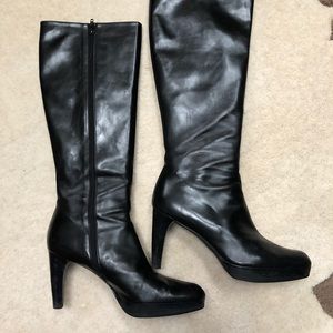 Stuart Weitzman Black Leather Knee Hi Boot